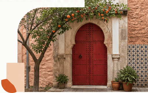 A calm Maghrebi courtyard passage